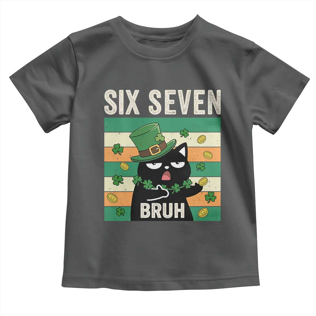 67 Bruh St Patricks Day Toddler T Shirt Funny Cat Bruh Six Seven Meme TS14 Dark Heather Print Your Wear