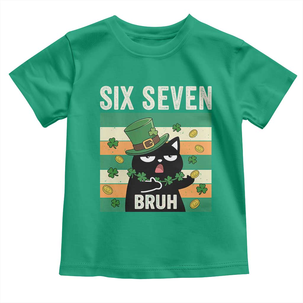 67 Bruh St Patricks Day Toddler T Shirt Funny Cat Bruh Six Seven Meme TS14 Irish Green Print Your Wear