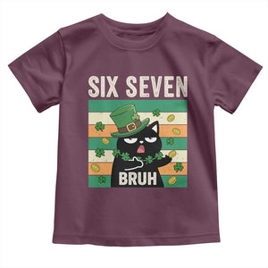 67 Bruh St Patricks Day Toddler T Shirt Funny Cat Bruh Six Seven Meme TS14 Maroon Print Your Wear