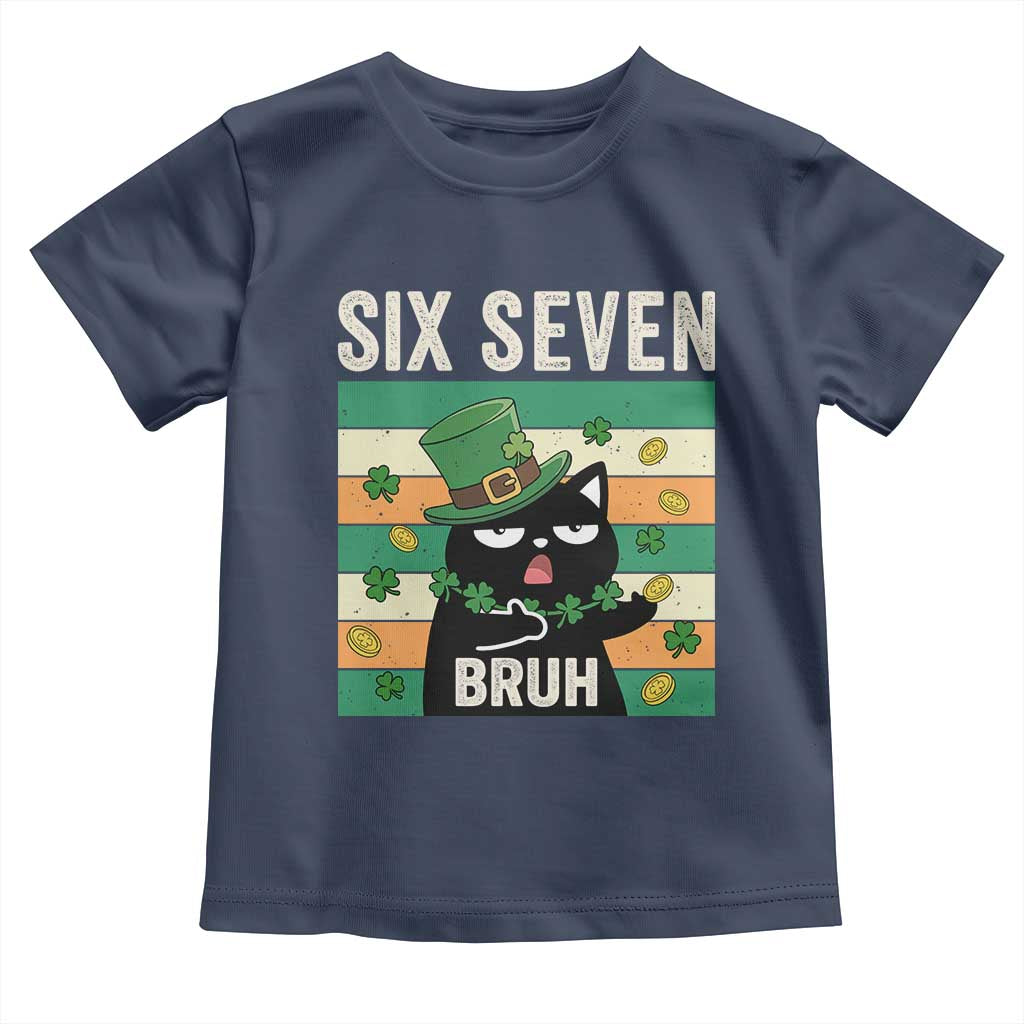 67 Bruh St Patricks Day Toddler T Shirt Funny Cat Bruh Six Seven Meme TS14 Navy Print Your Wear