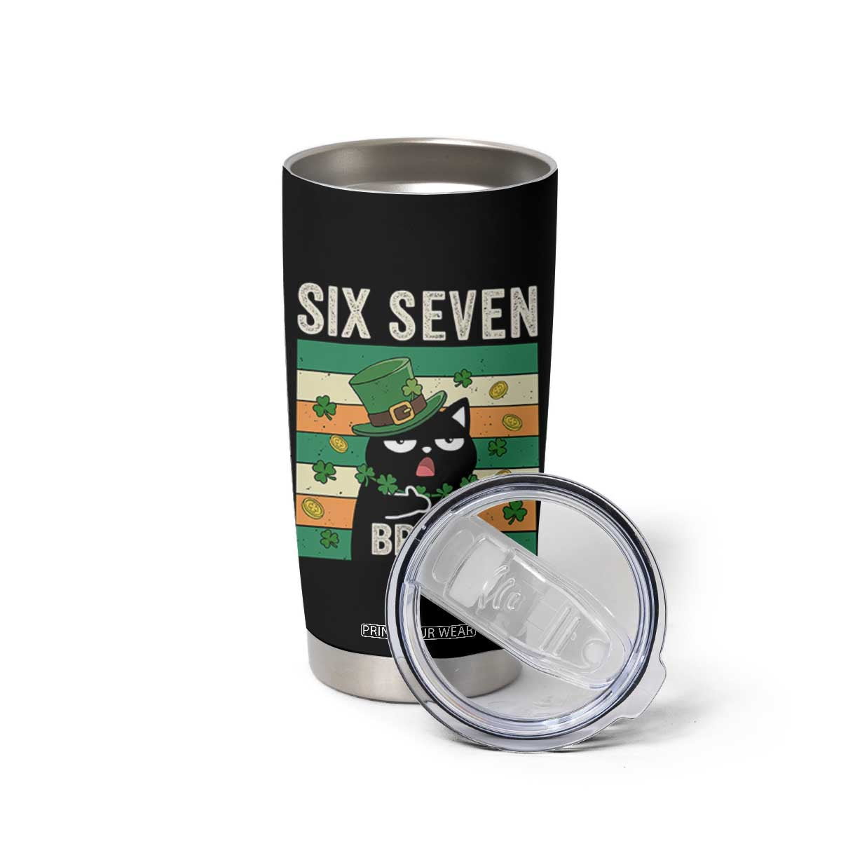 67 Bruh St Patricks Day Tumbler Cup Funny Cat Bruh Six Seven Meme TS14 Print Your Wear