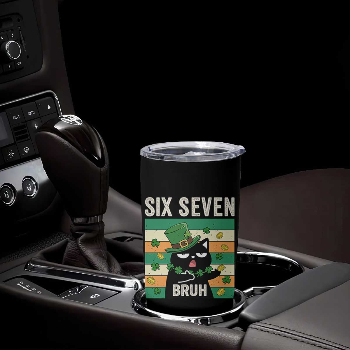 67 Bruh St Patricks Day Tumbler Cup Funny Cat Bruh Six Seven Meme TS14 Print Your Wear