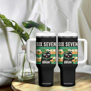 67 Bruh St Patricks Day Tumbler With Handle Funny Cat Bruh Six Seven Meme TS14 Print Your Wear