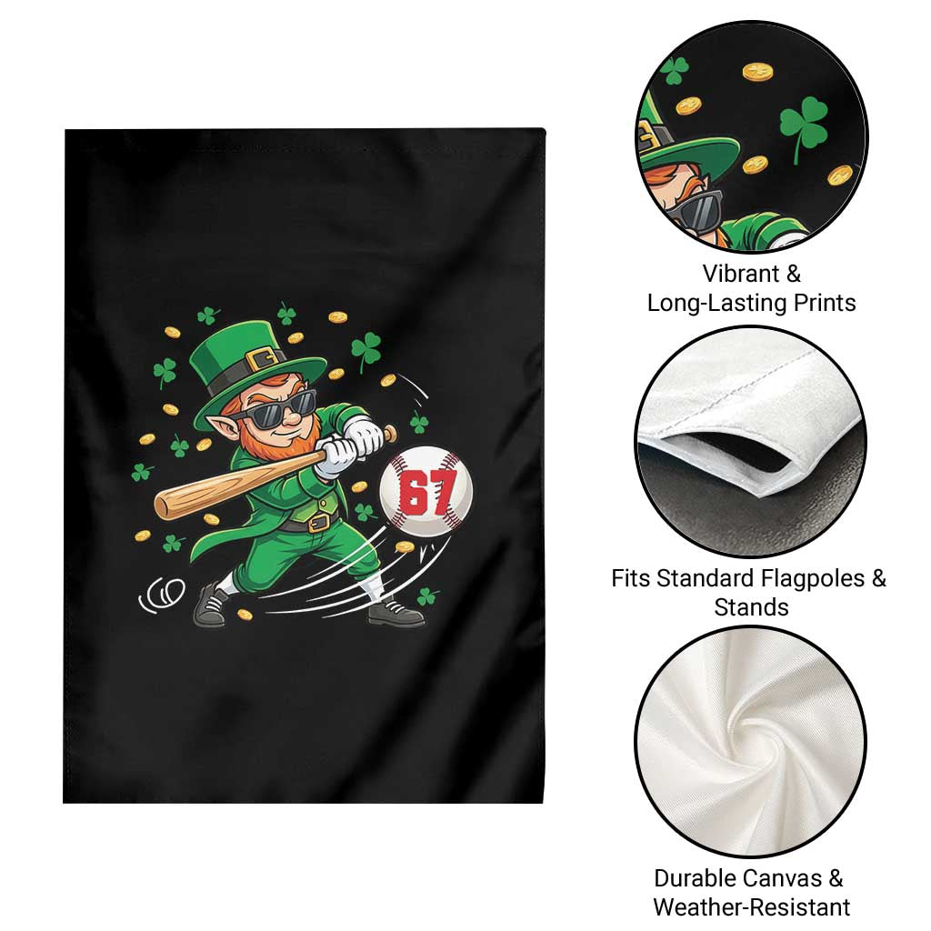 67 St Patricks Day Garden Flag Funny Six Seven Leprechaun Playing Baseball Meme TS14 Print Your Wear