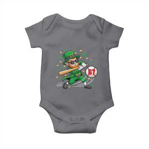 67 St Patricks Day Baby Onesie Funny Six Seven Leprechaun Playing Baseball Meme TS14 Charcoal Print Your Wear