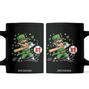 67 St Patricks Day Coffee Mug Funny Six Seven Leprechaun Playing Baseball Meme TS14 Black Print Your Wear