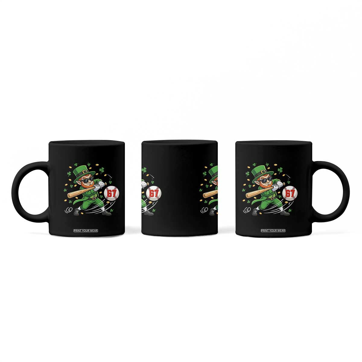 67 St Patricks Day Coffee Mug Funny Six Seven Leprechaun Playing Baseball Meme TS14 Print Your Wear