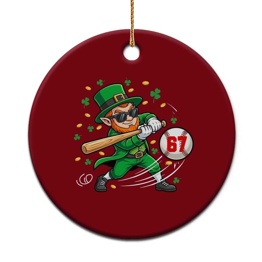 67 St Patricks Day Ceramic Ornament Funny Six Seven Leprechaun Playing Baseball Meme TS14 1pc Red Print Your Wear