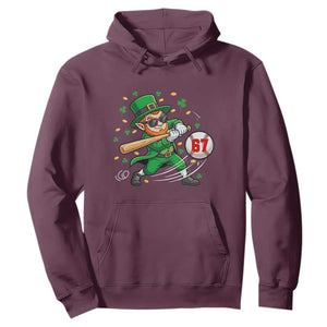 67 St Patricks Day Hoodie Funny Six Seven Leprechaun Playing Baseball Meme TS14 Maroon Print Your Wear