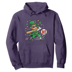 67 St Patricks Day Hoodie Funny Six Seven Leprechaun Playing Baseball Meme TS14 Purple Print Your Wear