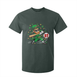 67 St Patricks Day T Shirt For Kid Funny Six Seven Leprechaun Playing Baseball Meme TS14 Dark Forest Green Print Your Wear