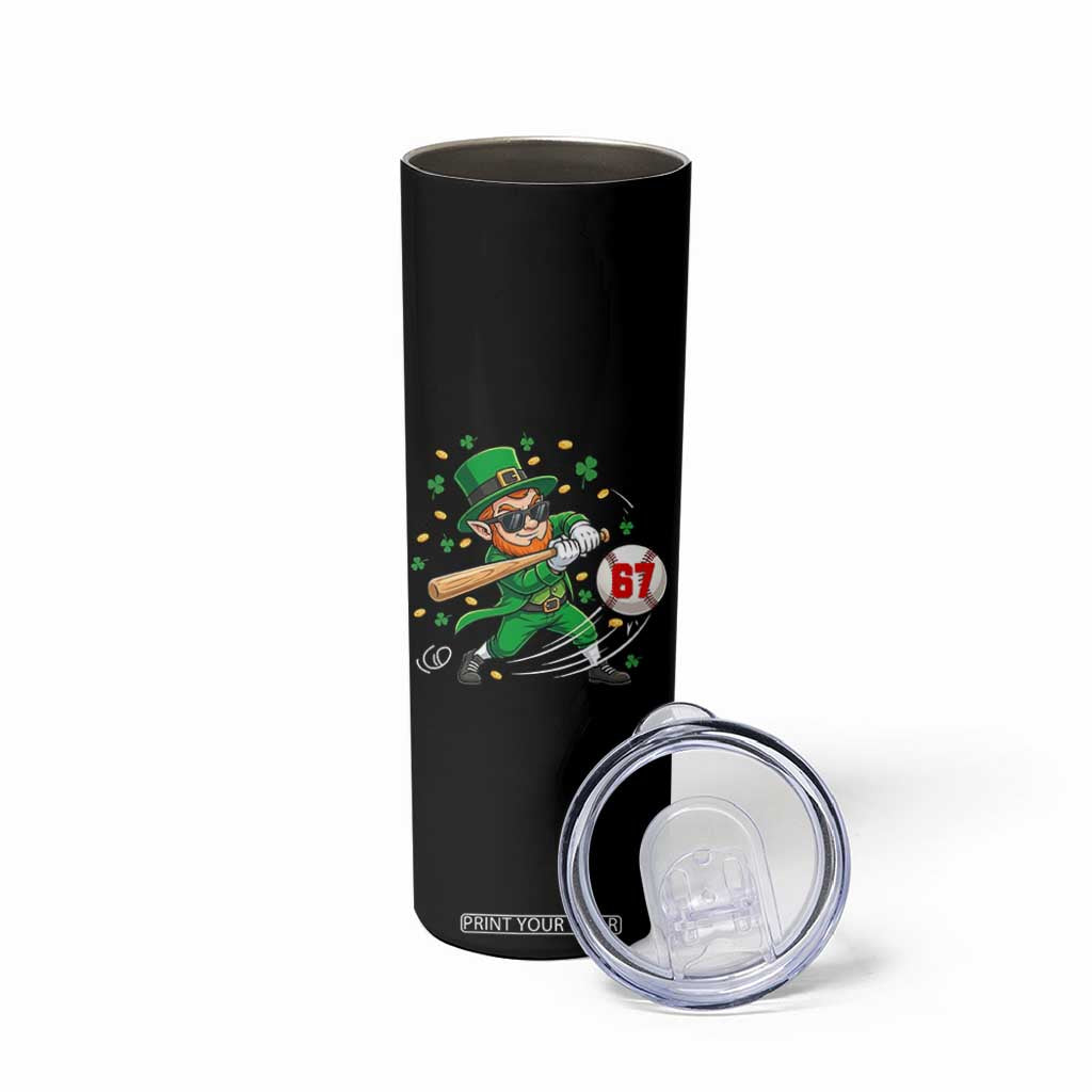 67 St Patricks Day Skinny Tumbler Funny Six Seven Leprechaun Playing Baseball Meme TS14 Print Your Wear
