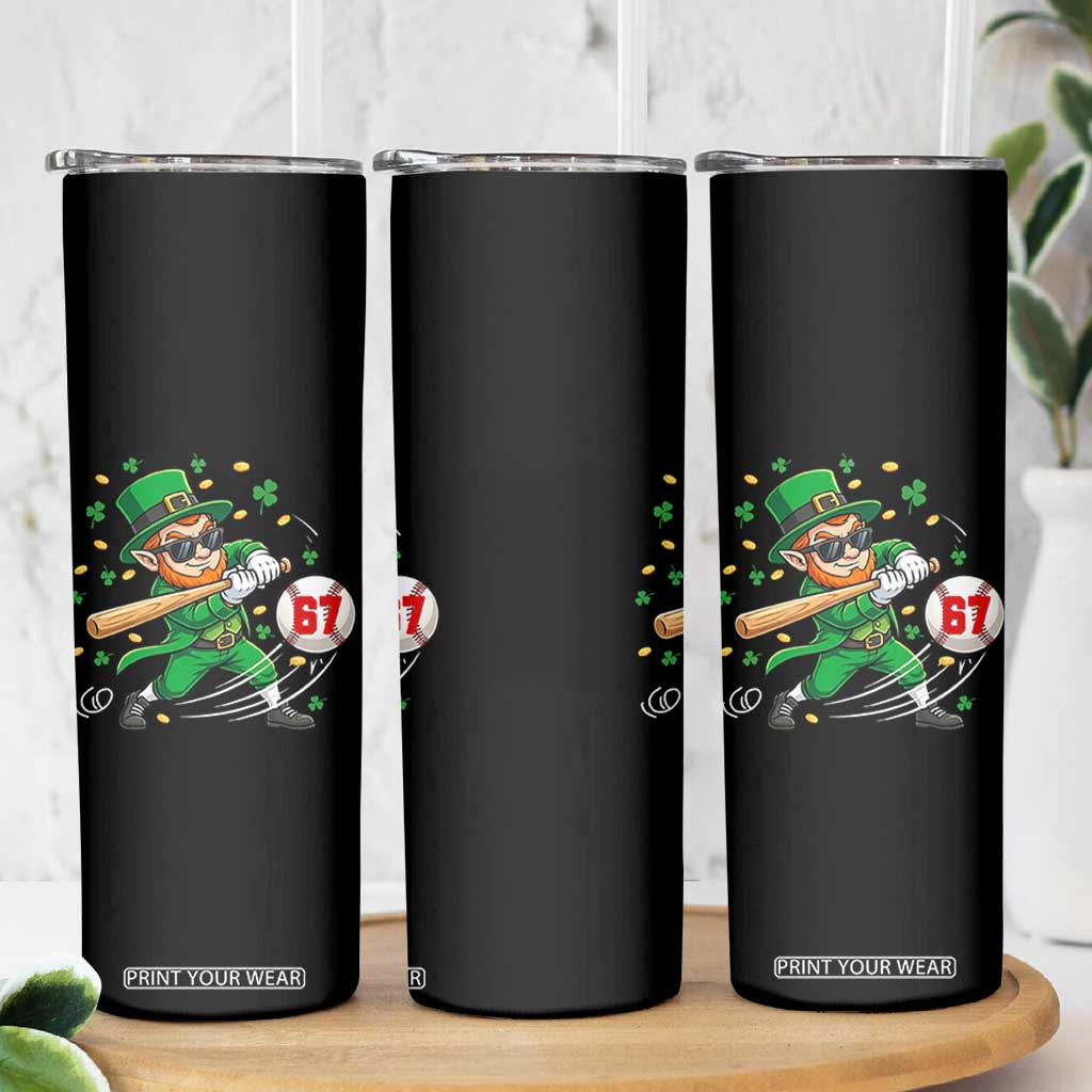 67 St Patricks Day Skinny Tumbler Funny Six Seven Leprechaun Playing Baseball Meme TS14 Print Your Wear