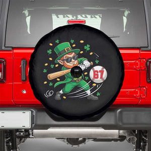 67 St Patricks Day Spare Tire Cover Funny Six Seven Leprechaun Playing Baseball Meme TS14 Black Print Your Wear