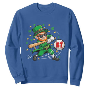 67 St Patricks Day Sweatshirt Funny Six Seven Leprechaun Playing Baseball Meme TS14 Royal Blue Print Your Wear