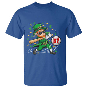 67 St Patricks Day T Shirt Funny Six Seven Leprechaun Playing Baseball Meme TS14 Royal Blue Print Your Wear
