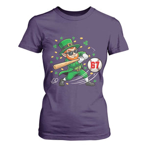 67 St Patricks Day T Shirt For Women Funny Six Seven Leprechaun Playing Baseball Meme TS14 Purple Print Your Wear
