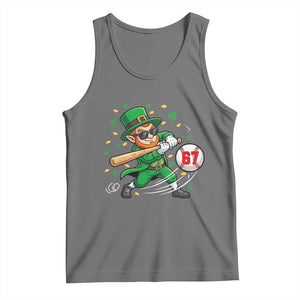 67 St Patricks Day Tank Top Funny Six Seven Leprechaun Playing Baseball Meme TS14 Black Heather Print Your Wear
