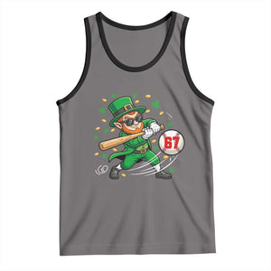 67 St Patricks Day Tank Top Funny Six Seven Leprechaun Playing Baseball Meme TS14 Deep Heather Black Print Your Wear