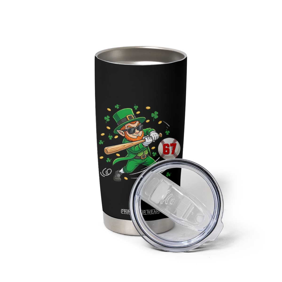 67 St Patricks Day Tumbler Cup Funny Six Seven Leprechaun Playing Baseball Meme TS14 Print Your Wear