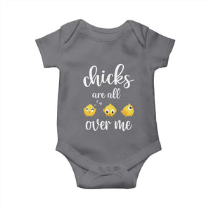 Chicks Are All Over Me Baby Onesie Funny Easter Kids TS14 Charcoal Print Your Wear