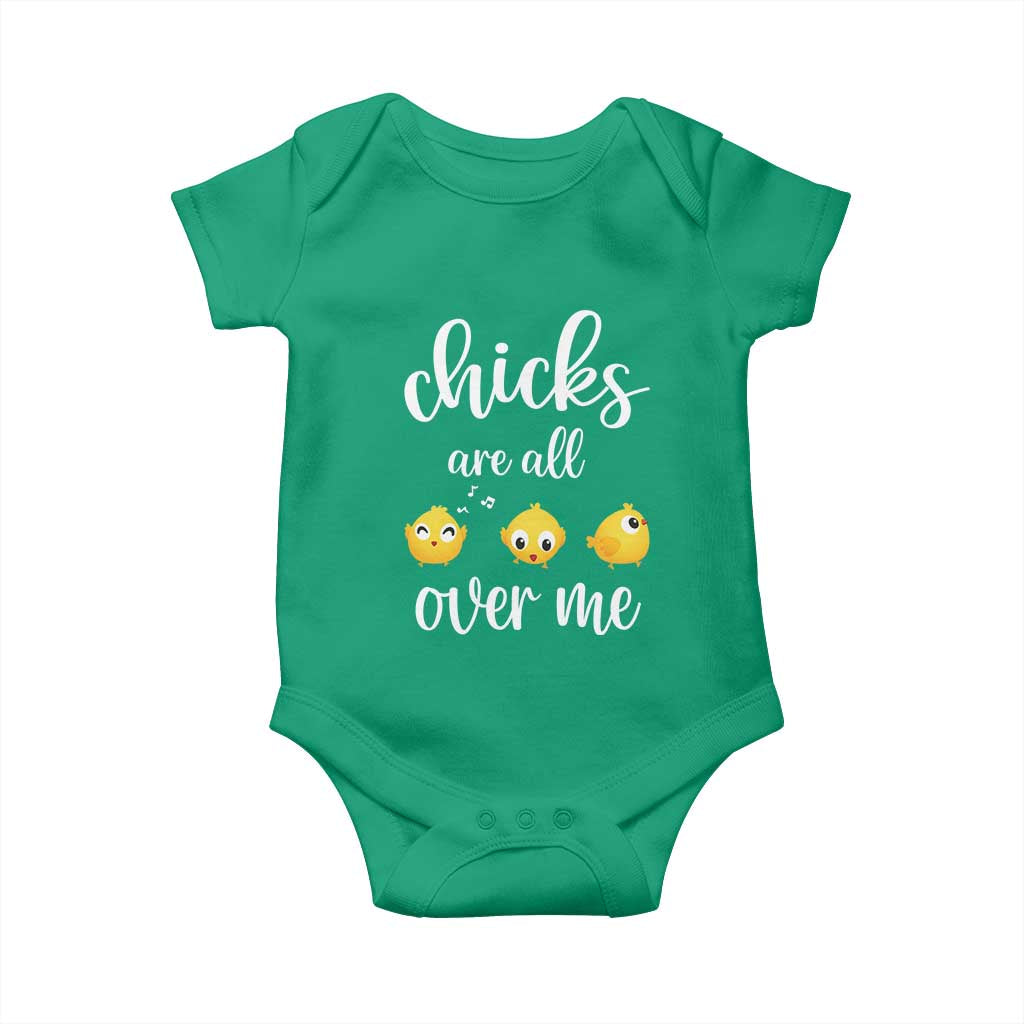 Chicks Are All Over Me Baby Onesie Funny Easter Kids TS14 Irish Green Print Your Wear