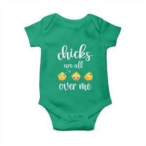 Chicks Are All Over Me Baby Onesie Funny Easter Kids TS14 Irish Green Print Your Wear