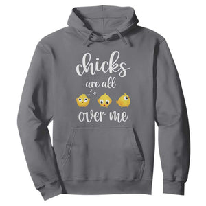 Chicks Are All Over Me Hoodie Funny Easter Kids TS14 Charcoal Print Your Wear
