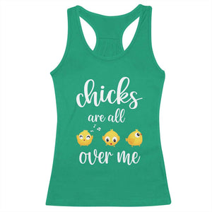 Chicks Are All Over Me Racerback Tank Top Funny Easter Kids TS14 Irish Green Print Your Wear