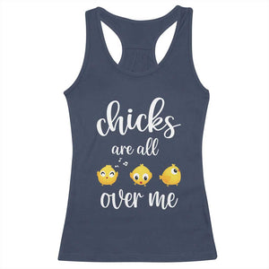 Chicks Are All Over Me Racerback Tank Top Funny Easter Kids TS14 Navy Print Your Wear