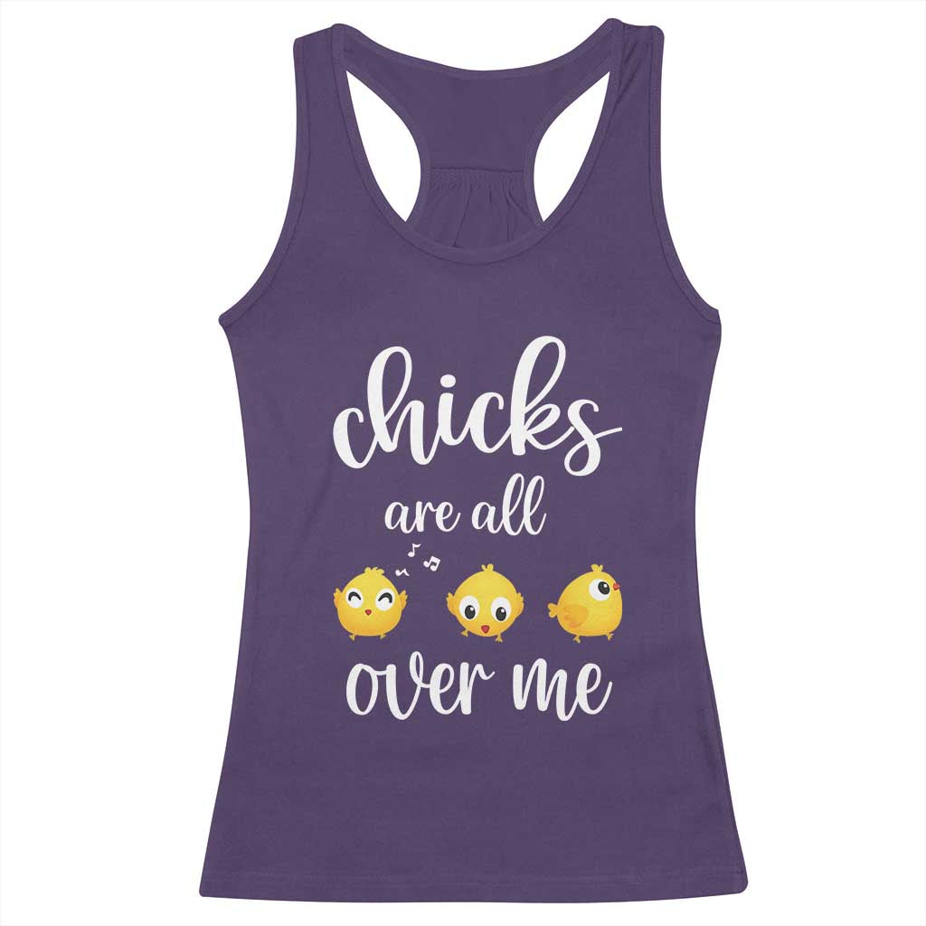 Chicks Are All Over Me Racerback Tank Top Funny Easter Kids TS14 Purple Print Your Wear