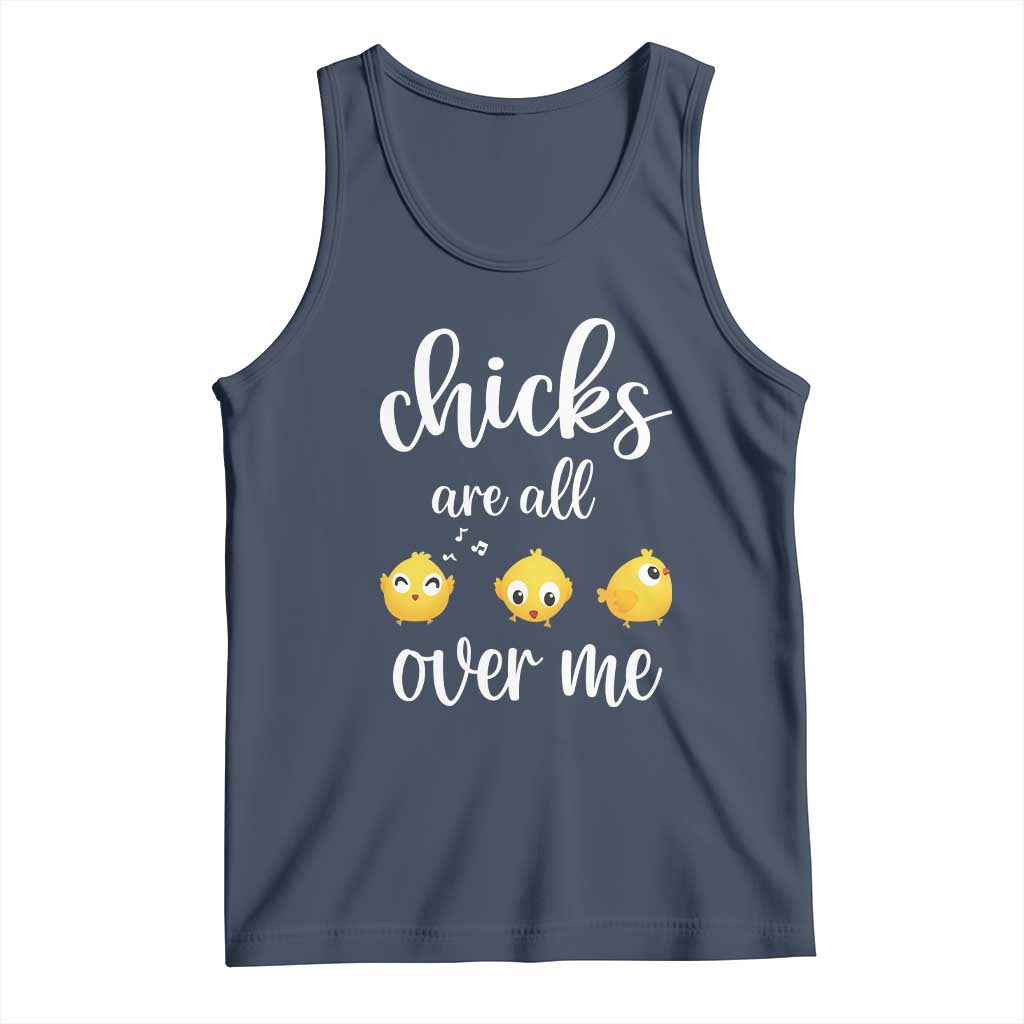 Chicks Are All Over Me Tank Top Funny Easter Kids TS14 Navy Print Your Wear