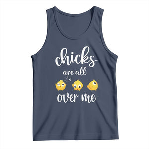 Chicks Are All Over Me Tank Top Funny Easter Kids TS14 Navy Print Your Wear