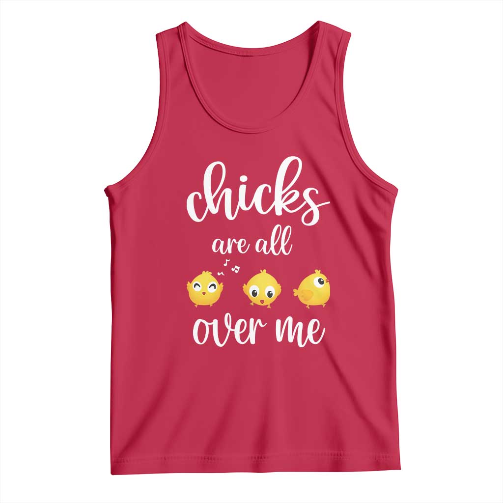Chicks Are All Over Me Tank Top Funny Easter Kids TS14 Red Print Your Wear