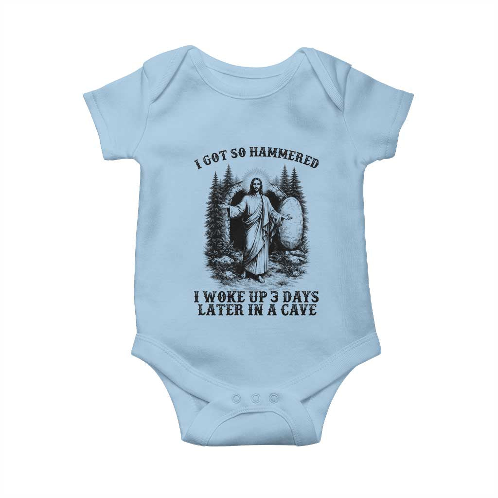 Christian Easter Jesus Baby Onesie I Got So Hammered Woke Up 3 Days TS14 Light Blue Print Your Wear