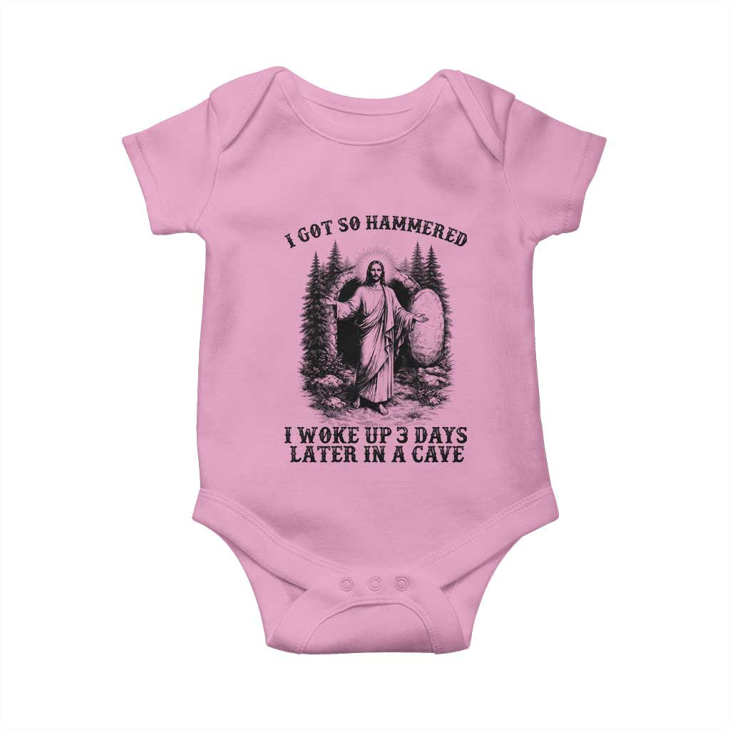 Christian Easter Jesus Baby Onesie I Got So Hammered Woke Up 3 Days TS14 Light Pink Print Your Wear