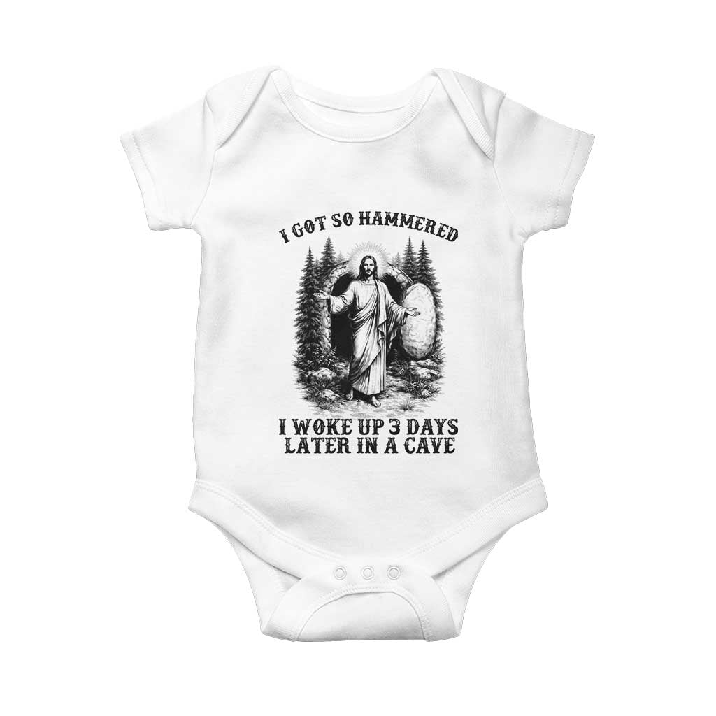 Christian Easter Jesus Baby Onesie I Got So Hammered Woke Up 3 Days TS14 White Print Your Wear