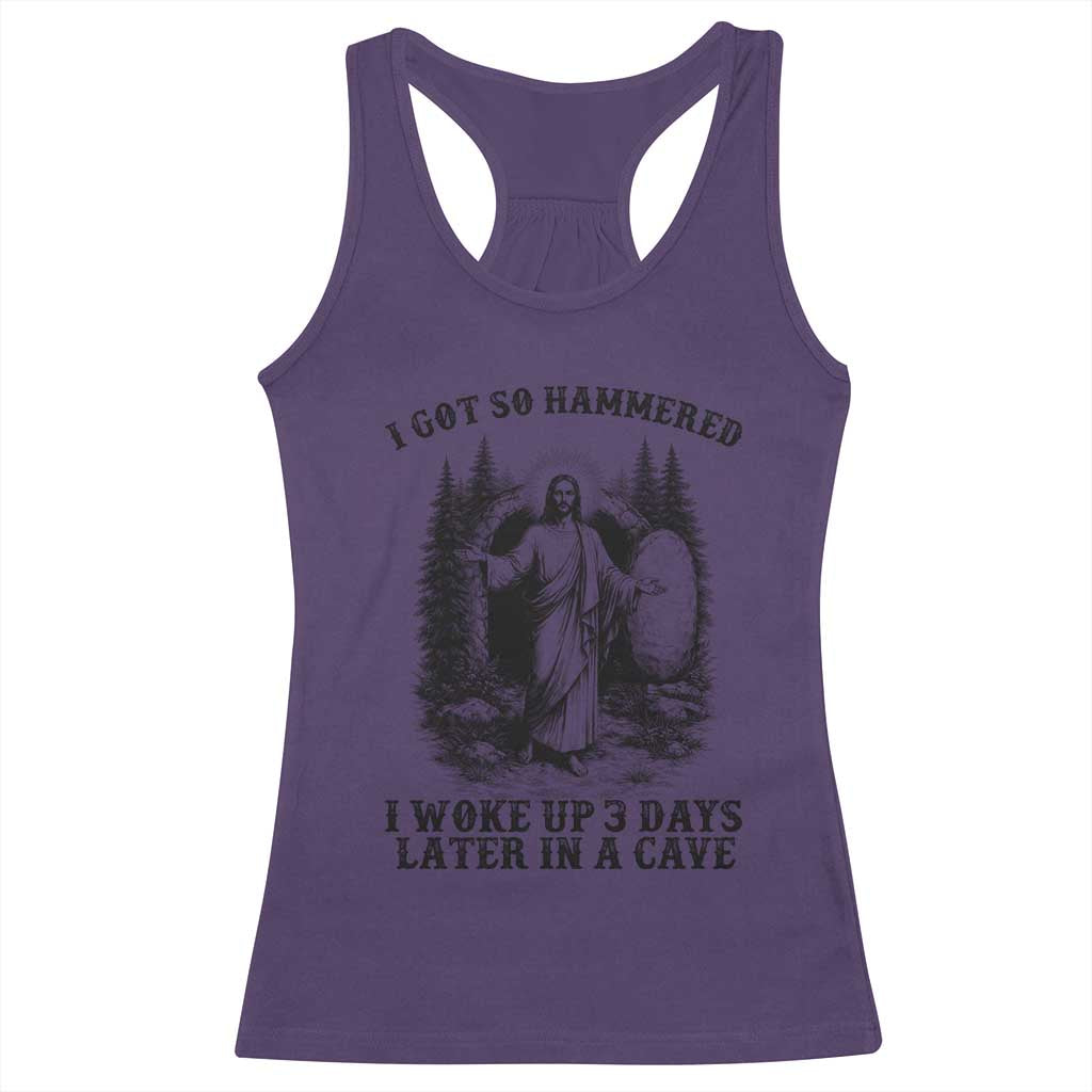 Christian Easter Jesus Racerback Tank Top I Got So Hammered Woke Up 3 Days TS14 Purple Print Your Wear