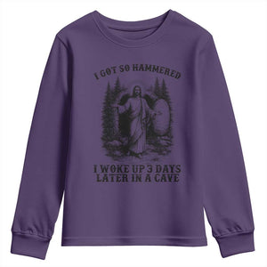 Christian Easter Jesus Youth Sweatshirt I Got So Hammered Woke Up 3 Days TS14 Purple Print Your Wear