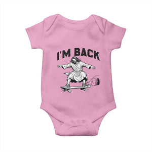 Christian Easter Baby Onesie Funny Skateboard Jesus I am Back TS14 Light Pink Print Your Wear