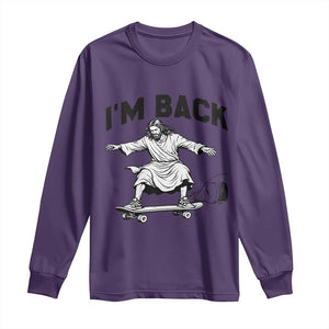 Christian Easter Long Sleeve Shirt Funny Skateboard Jesus I am Back TS14 Purple Print Your Wear