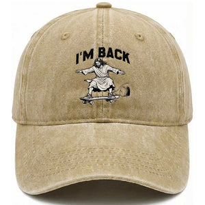 Christian Easter Washed Cotton Baseball Cap Funny Skateboard Jesus I am Back TS14 Print Your Wear