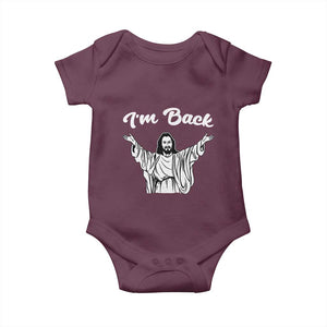 Funny Easter Jesus Meme Baby Onesie I'm Back TS14 Maroon Print Your Wear
