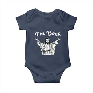 Funny Easter Jesus Meme Baby Onesie I'm Back TS14 Navy Print Your Wear