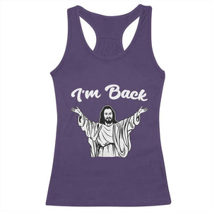 Funny Easter Jesus Meme Racerback Tank Top I'm Back TS14 Purple Print Your Wear