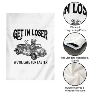 Get In Loser We're Late For Easter Garden Flag Funny Easter Raccoon Frog Goose Humor TS14 Print Your Wear