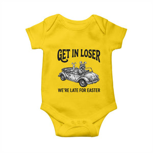 Get In Loser We're Late For Easter Baby Onesie Funny Easter Raccoon Frog Goose Humor TS14 Daisy Print Your Wear