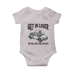 Get In Loser We're Late For Easter Baby Onesie Funny Easter Raccoon Frog Goose Humor TS14 Ice Gray Print Your Wear