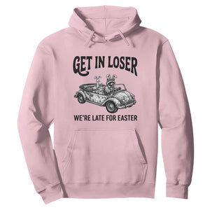 Get In Loser We're Late For Easter Hoodie Funny Easter Raccoon Frog Goose Humor TS14 Light Pink Print Your Wear