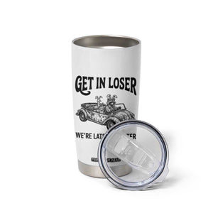 Get In Loser We're Late For Easter Tumbler Cup Funny Easter Raccoon Frog Goose Humor TS14 Print Your Wear